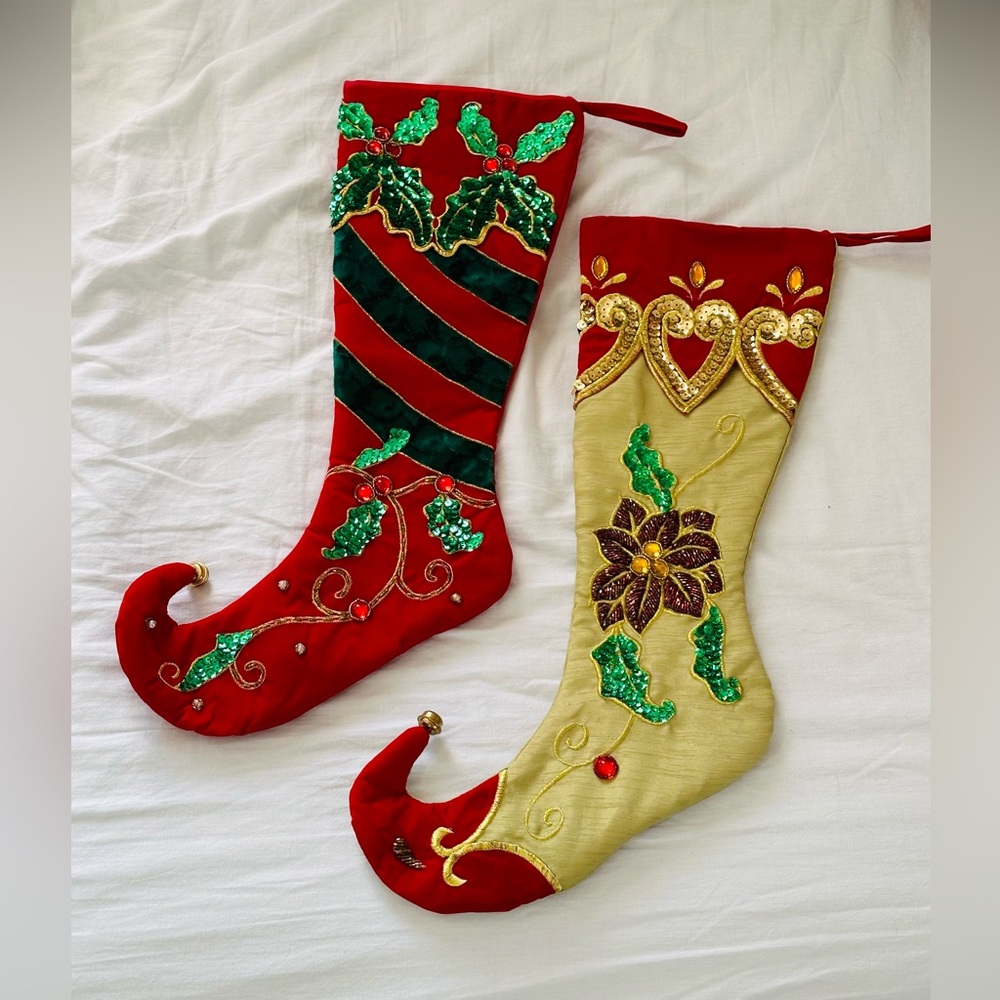 Vintage Christmas elf stockings